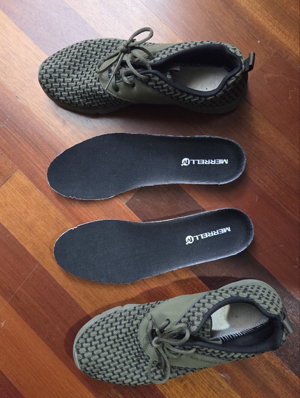 Merrell Olive Green/Black Woven Lace-Up Sneakers, Women's 11 - Picture 8 of 10